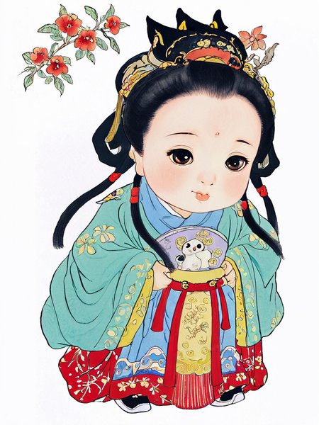 1girl,big_eyes,cute lovely,incredibly absurdres,wallpaper,upper_body,kawaii,chibi,hanfu.simple