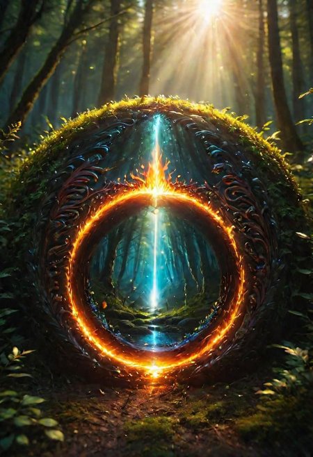 onoff, a photo of a (beautiful:1.7) portal to Tr na ng, colorful, glowing, ultra detailed, well defined fire and water  masterpiece <lora:onoff4:1>