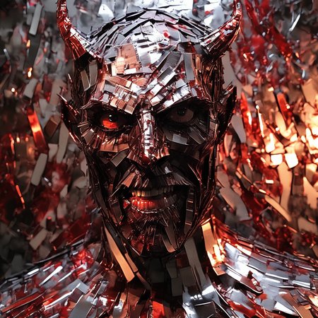 franglamex  professional photo devil in hell made of metal, dripping with red fluid
 high details and very detailed, cinematic, professional light<lora:franglamex:1>