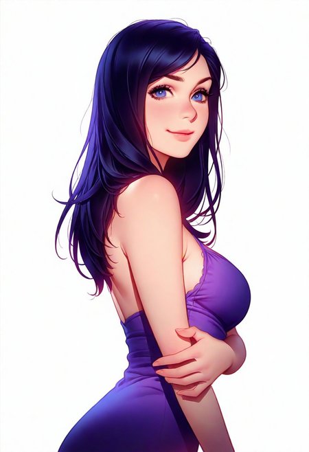 1girl, caitlyn(League of legends), detailed blue eyes, thin lips, medium breast, looking at viewer, smiling,
white and purple dress,
artist : tsuaii,
(((white background))), 
masterpiece, best quality, very aesthetic,