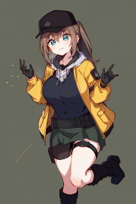 1girl,unparalleled masterpiece, mature female, ((thick thighs, huge chest, mature, adult))

girls'_frontline, tom_clancy's_the_division, dima_(girls'_frontline), beruko14, 1girl, baseball_cap, black_headwear, black_pantyhose, blue_eyes, blush, boots, breasts, brown_hair, gloves, green_skirt, hat, holding, jacket, long_hair, long_sleeves, looking_at_viewer, miniskirt, pantyhose, ponytail, simple_background, skirt, solo, twitter_username, white_background, yellow_jacket
 <lora:dimaGirlsFrontline_10:0.6>