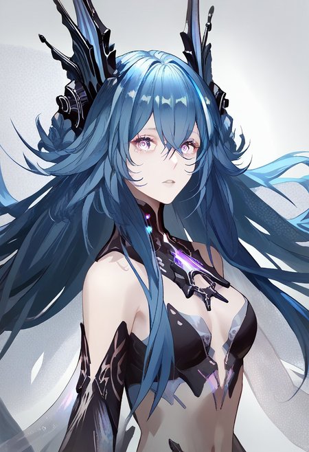 score_9, score_8_up, score_7_up, score_6_up, score_5_up, score_4_up, source_anime, 1girl, solo, 
LostLullaby, light purple eyes, blue hair, long hair, Lost clothes, headgear, 
masterpiece, best quality, very aesthetic, absurdres,