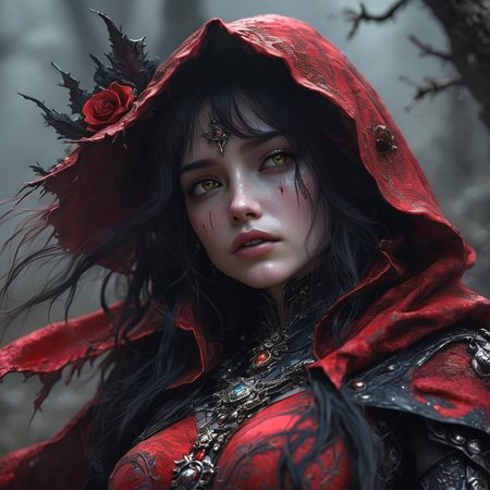armavena girl death in a scarlet black cloak, very detailed, cinematic, darkness <lora:armavena:1>