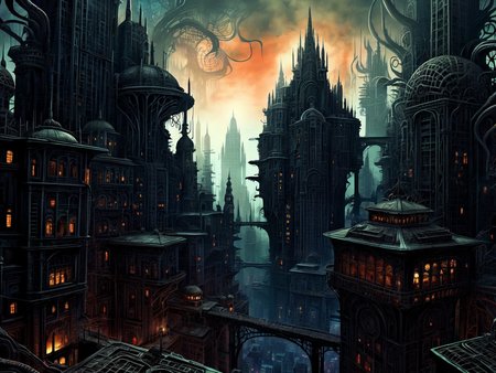 <lora:HorrorAI:.8> CosmicHorrorAI  city , Highly detailed, horror setting, intricate detailed background