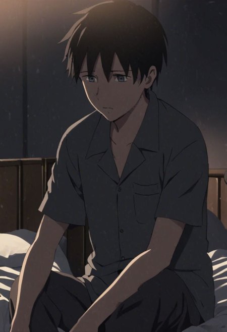 Highres, Masterpiece, High Quality, 4K, 8K, solo, 1Boy, Takaki Toono, adult, black hair, short hair, Sad, share, deep talk, hotel room, dim weather, sitting, weak, facing viewer, complicated, anxious, empty alcohol bottle, self torture, alone, lost, hopeless, hearthless, helpless, easynegative, detailed_eye_model