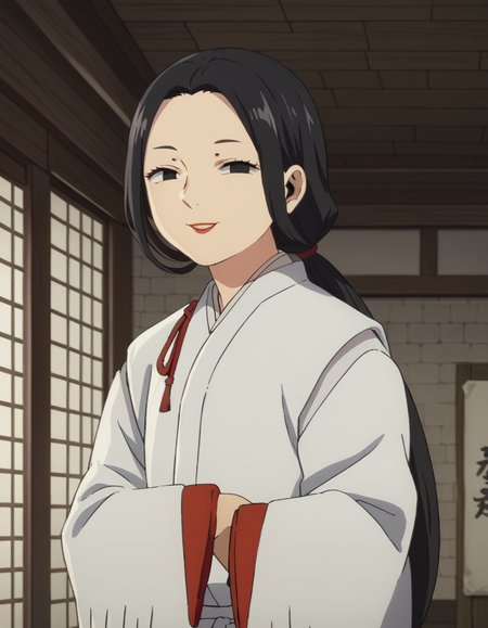 score_9, score_8_up, score_7_up, source_anime,
maizuru, <lora:maizuri-s1-ponyxl-lora-nochekaiser:1>,
maizuru, black hair, black eyes, long hair, low-tied ponytail, forehead, makeup, lipstick, red lips,
japanese clothes, wings, wide sleeves,
indoors, dojo, bent over, smile,
looking at viewer, solo, cowboy shot, dutch angle,