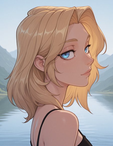1boy,
B1gd4d, 
trap, medium hair, curtained hair, blonde hair, blue eyes,
from side,
lake,
masterpiece <lora:Bigdad:0.6>