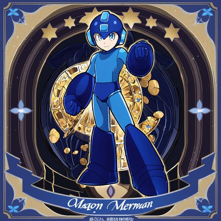 ((masterpiece, best quality)),(complex light), 1boy,solo, full body,  megaman,  <lora:V1:0.8>,helmet,blue eyes, bodysuit, walking, HONKAI STAR RAILWAY TAROT, Megaman, rockman, blue armor