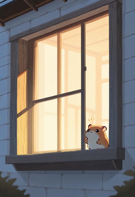 "(masterpiece, best quality, high quality, highres), very awa, highres, absurdres, 
(chii-kun \(seedyoulater\):0.8), (naguru \(cyoroama\):0.5), 
(hamster:1.1), 
(no humans:1.1), (cute:1.2), comfy, solo, cozy, 
outdoors, 2 store house, looking in a window, outside, curious, oo, evening, "