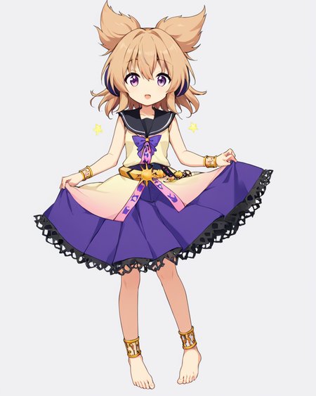 toyosatomimi no miko,1girl, solo, barefoot, earmuffs, simple_background, white_background, toes, feet, open_mouth, anklet, bracelet, purple_skirt, black_sailor_collar, full_body, sleeveless_shirt, looking_at_viewer, toenail_polish, one-hour_drawing_challenge
<lora:toyosatomimi_no_miko_image4798_2023-12-20-000009:1>,star-shaped_pupils,symbol-shaped_pupils,. gorgeous,key visual, vibrant, studio anime,award-winning, professional, highly detailed,high budget, cinemascope