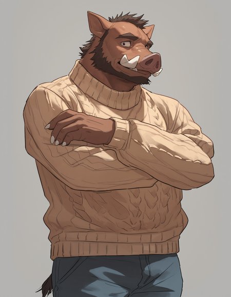 score_9,score_8_up,score_7_up,score_6_up,score_5_up,score_4_up,
solo,male,anthro,mature male,boar,clothed,sweater,
pngx,
,<lora:PNGX_Style_Pony:0.8>