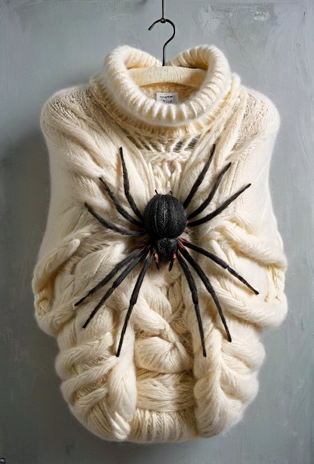 omg :O, is that for me? As a common spider, it might come in handy to web knit an over-sized pullover, <lora:ral-smolinzect:0.4> <lora:Cute_Drawing:0.3>, <lora:spiderweb:0.7>