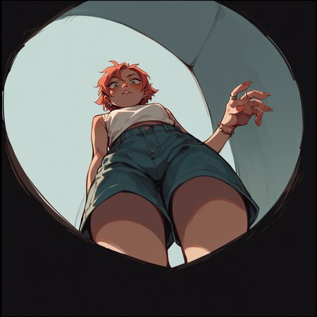 score_9, score_8_up, score_7_up, score_6_up,  <lora:f1sh3y3XLP:1> f1sh3y3, black border, from below, 1girl