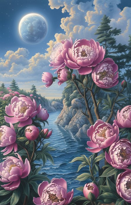 masterpiece,best quality,<lora:tbh277-sdxl:0.9>,illustration,style of Rob Gonsalves, decaying peonies