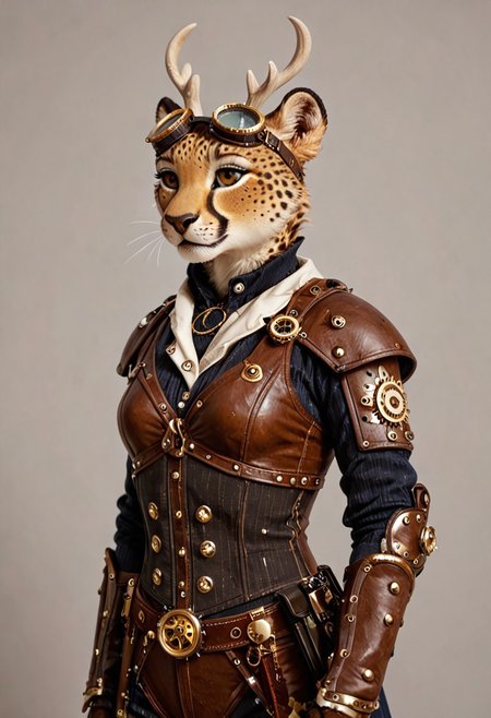 safe_pos, score_9, score_8_up, score_7_up, score_6_up, 
photo, female, (((anthro))), small breasts, long black hair,
cheetah, 1girl, furry, fur,
anthro, solo, Anthro, (scout, scouting, surveying, sextant), male, furry, steampunk, Armor, (brown leather armor), (steampunk goggles), no background, transparent background, smiling, bashful, Deer, Power Animal, Symbol of Gentleness, Unconditional Love and Kindness