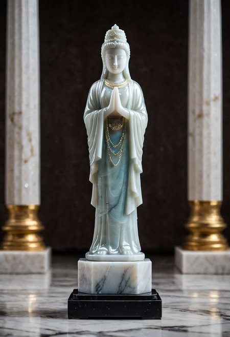 Fujifilm XT3, Sony A7 IV, (award winning photography) a marble simple stylized ishtar (figurine) made of opal (Kintsugi: 0.89) set on a pedestal in temple, glistening. in the background beautiful pillars, divine (iridescent: 0.79), opalescent textures, volumetric light, ethereal, sparkling, studio photo, highly detailed, sharp focus (highest quality: 1.39) (highest coherency: 1.39) (award winning photography), highly detailed photography, (muted colors, cinematic, dim colors, soothing tones:1.2), vibrant, insanely detailed, hyperdetailed, (dark shot:1.2), (vsco:0.3), (intricate details:0.9), (hdr, hyperdetailed:1.2) (vignette), sss, raw photo, fijifilm, kodak, cinematic film grain