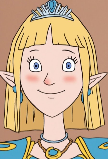 hhs1, blush,

1girl, solo, portrait, bangs, tiara, smile, earrings, jewelry, pauldrons, blonde hair, blue eyes, blunt bangs, parted bangs, pointy ears, armor, looking at viewer, necklace, shoulder armor, triforce