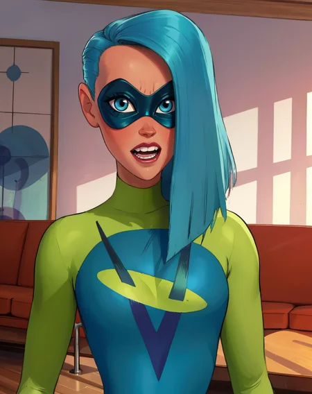 Voyd,blue hair,blue eyes,teeth,
domino mask,bodysuit,skin tight,
standing,upper body,
indoors,blue portals,
(insanely detailed, masterpiece, best quality),<lora:Voyd:0.8>,