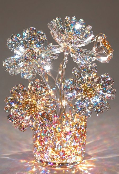 <lora:gl4ssj3mSDXL:1> gl4ssj3m, still life, shiny, sparkle, glass flower