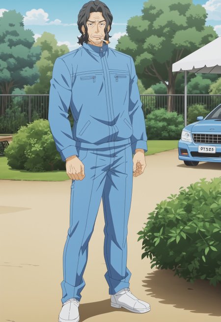safe_pos, safe_pos, score_9, score_8_up, rating_nsfw, ultra hd, absurdres, best quality, masterpiece, masculine, solo, 1boy, male focus, best anatomy, best eyes, best hands, sexiest man alive, erotic, gay porn, hand with five fingers, mature male, anime screencap

DogFujiwara, stubble, old, blue tracksuit, black hair, anime screencap, view from front, full body angle, looking at viewer, smoking, park background, Expressiveh