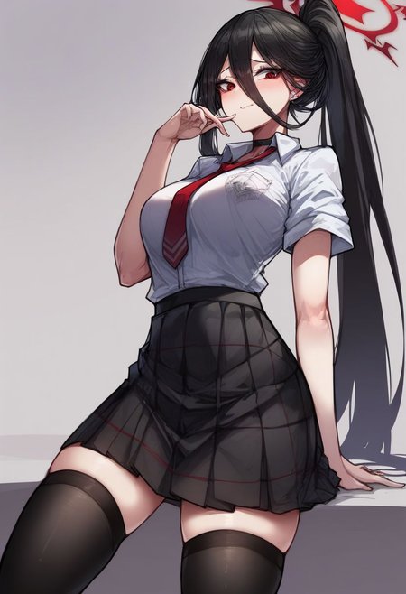 score_9,score_8_up,score_7_up,score_6_up,1girl,
black hair, milking, solo, long hair, hair, ponytail, going school, uniform school,black plaid skirt, red necktie,black socking,high ponytail, normal face,
hasumi blue archive, thighhighs:0.5, big breasts:0.5, small breasts:0.5,