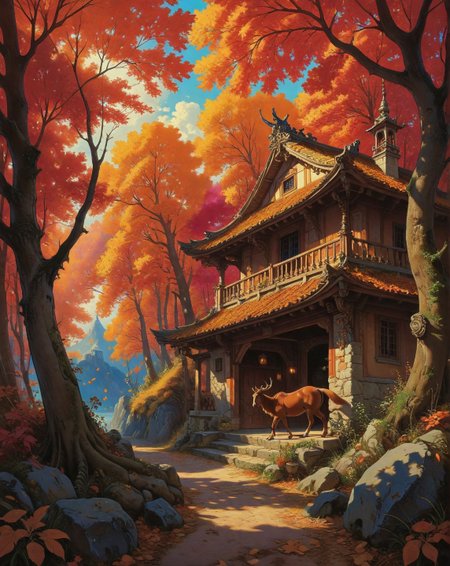 Renaissance style, Baroque, anime artwork Ivan Shishkin (botanical precision), Autumn maple grove with crimson canopy, salamander under log, icehouse dug into hillside,roe deer barking alarm.,
<lora:Wild_Anime_2025:0.7>,
<lora:风格:0.7> style2,
<lora:extremely_detailed:0.7> extremely detailed ,
<lora:aidmaImageUpgraderSDXL-v0.3:0.5> aidmaImageUpgrader,
<lora:add-detail-xl:0.7>,
<lora:HyperdetailedColoredPencilIl:0.3>  ArsMJStyle, Colored pencil hyperdetailed realism, . anime style, key visual, vibrant, studio anime,  highly detailed, Fantasy painting art style, imaginative, dynamic composition, professional-grade execution, creates immersive world and landscape, painterly, epic, magical, dramatic, exuberant, grandeur, baroque art, oil painting art style from Renaissance period, masterful composition, Renaissance mood, renaissance oil painting, brush strokes, Realistic, perspective, light and shadow, religious or mythological themes, highly detailed