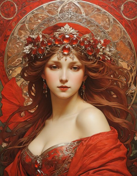 by alphonse mucha,  (red but beautiful:1.4), (masterpiece, best quality:1.4) , in the style of nicola samori, 
<lora:epi_noiseoffset2:0.5> <lora:add-detail-xl:1> <lora:xl_more_art-full_v1:0.5>  <lora:NicolaSamori:0.7>