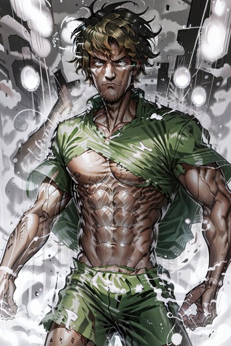best quality, intricate details,
 1boy, buff, manly, masculine, body builder, ripped shirt, Shaggy Rogers,  <lora:shaggyRogers1_v10:0.8>
 <lora:rageModeLoraTest_v10:0.35> ragemod, wild hair, destruction,  <lora:flamingEyeConcept_flamingEye:0.8> white flaming eye,  white eye trail,