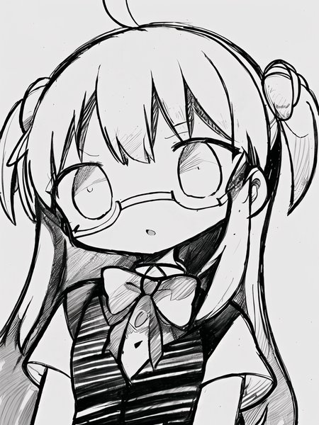 petite, small, manga, black and white, no color, school girl, cross-hatch shading, pencil sketch,