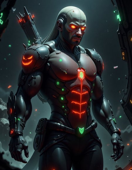 sifi, spooky halloween tech , a red glowing  Sparrow, in the style of hall0w33n