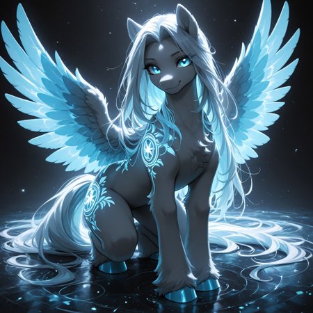 score_9_up, score_8_up, solo, pony, mlp,  Ellenai, Sephiroth (pony:1.4), (  wings made of Light:1.4), ( fur made of light:1.4), (long hair made of light:1.5), glowing blue eyes, full body,
She is in a dimension of colors and light, she herself is depicted as an infinitely powerful goddess of light in all her splendor, she uses her power and radiates divinity,
smile, She looks at the viewer, <lora:Light_path:1>, <lora:GraphiteSketch_v3_Buns:0.55> gr4ph1t3v3, sketch,, masterpiece, best quality, amazing quality
