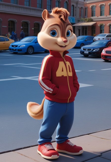 Score_9, score_8_up, score_7_up, source_furry, Alvin Seville, chipmunk, chipmunk male, furry male, furry, 3d, render, movie screencap, blue eyes, red track suit jacket , blue jeans, sneakers, tail, hands in pockets, New York, City, buildings, streets, sidewalk, standing , looking at viewer, <lora:Alvin _Seville __Alvin_and_the_Chipmunks__CG_Movie_version:0.8>