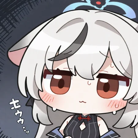 1girl, solo, blush, closed mouth, sweat, black eyes, :3, chibi, deformed, arikuigames1105, kokona \(blue archive\), averting eyes, 
very awa, masterpiece, best quality, amazing quality, absurd res, hi res, highres,  <lora:NoobV065sHyperDmd:1>   <lora:Arikuigames1105IllustriousV1:1> <lora:ER_SD:1>