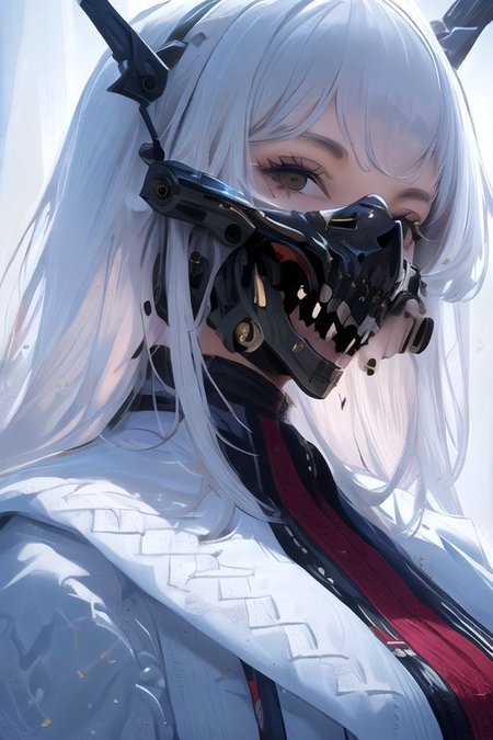 solo, 1girl, solo_focus, (((masterpiece))), ((best quality)), ((ultra-detailed)), ((too_many)):16, high resolution, absurdres, highres, ultra-detailed 8k unity wallpaper, 
Ghost mask ,Girl, skull mask,