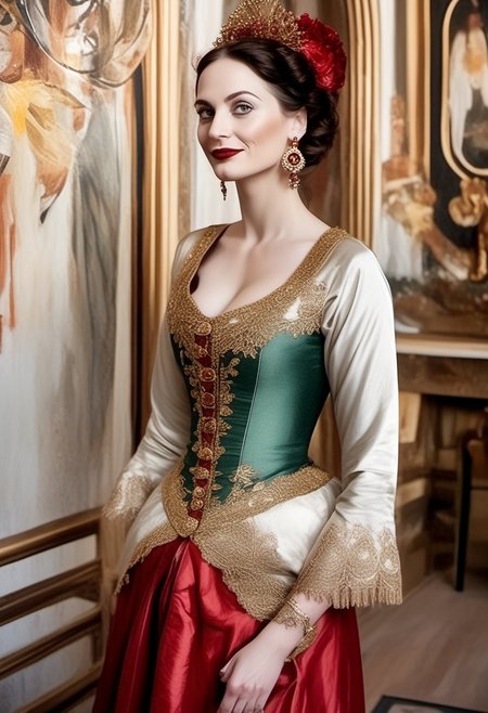 breasts shot,( life-like skin texture:1.5), realistic skin, (18th century:1.5), Europe, (victorian times), beautiful and mature, Tall, Strong, perfect face, Experienced middle-aged Empress, tradition ethnic Black royal clothes, covered hair, expensive fabric, photorealistic, realistic, extreme realism, (masterpiece, photorealistic), dappled sunlight, studio lighting, imperfections skin, probes, (photorealistic:1.6), <lora:add_detail:0.8>, medieval queen, royal banquets, female guards, include masques (a form of courtly entertainment with dancing, acting, and elaborate costumes), feasts, and balls. Gowns and Kirtles: Women wore long, flowing gowns made of luxurious silk, dressed sexy and attractive, (Empire waists:1.5), (white hair:1.5),( red lips:1.5),( subtle evil smile:1.5), white teeth
2girls,
(50 years old:1.5), 
1boy,
slave boy,
milfs,
moms,
(busty:1.3), 
(Horny:1.3), 
orgasm face, 
grannies, 
married, 
cheating, 
Mistress, 
French Queen medieval,
Empress, 
(determined look:1.5), 
(brave:1.5),
dominant presence, 
orgasm face, 
shocked, 
traditional 1650 royal outfit,
Powerful women, 
long legs, 
exposed legs, 
sexy legs, 
bustle dress, 1woman, loose pants, harem_pants, see-through, silk, tight-fitting shirt, impossible shirt, large breasts, long hair, loose_scarf, head_scarf, jewelry, , giga_busty