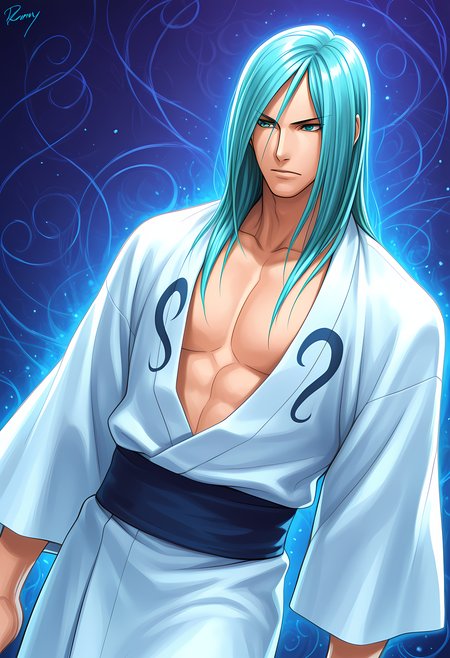 masterpiece, best quality, amazing quality, dutch angle, abstract background, BREAK
solo, male focus, 1boy, sf_remy, aqua hair, long hair, aqua eyes, yukata, japanese clothing, BREAK
 <lora:cfg_scale_boost:.6>    <lora:Remy_-_Street_Fighter_-_ILXL:1>