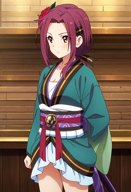 <lora:ruka_IXL-10:0.7> 1girl,tachiarairuka,red hair,hairclip,red hair flower,rukadefaultoutfit, cowboy shot,sheath, 
best quality,masterpiece