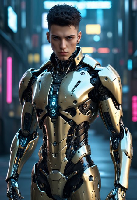 epic cyberpunk android young male model robot, <lora:sdxl_lightning_8step_lora:1>