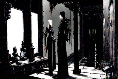 highly insanely detailed, masterpiece, top quality, best quality, highres, 4k, 8k, RAW photo, (very aesthetic, beautiful and aesthetic),  
tsutomu nihei,nihei_tsutomu,blame!,blame gakuen!,abara,TNstyle,sidonia_no_kishi,(mausoleum,deep horizon,stairs,sidonia \(ship\),hangar),cyberpunk, 
<lora:blamev2:1>, 
(1girl:1.3), 
solo focus, 
Grooming Area,Elegant space with polished ebony mirrors reflecting flickering candlelight,intricately carved wooden stools arranged neatly around a central basin,jars of fragrant oils and cosmetics neatly arranged on shelves,and servants standing by with combs and brushes,âââ