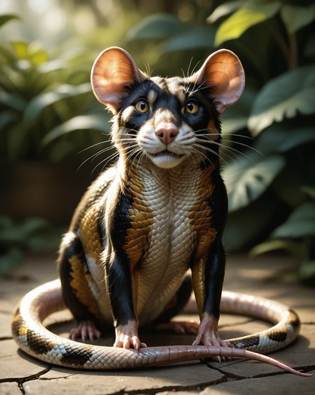 score_9, score_8_up, score_7_up, intricate details, rating_safe, <lora:SnakeSkinStyle:0.7>, 1boy(solo, feral furry, 
rat with Jed-snkskn, snakeskin,
full body, looking at the viewer, solo, smiling), detailed background, depth of field, subsurface scattering, 
<lora:ral-chrosc-clr:0.3>, ral-chrosc-clr,
<lora:xl_more_art-full_v1:0.3>,
<lora:add-detail-xl:0.3>