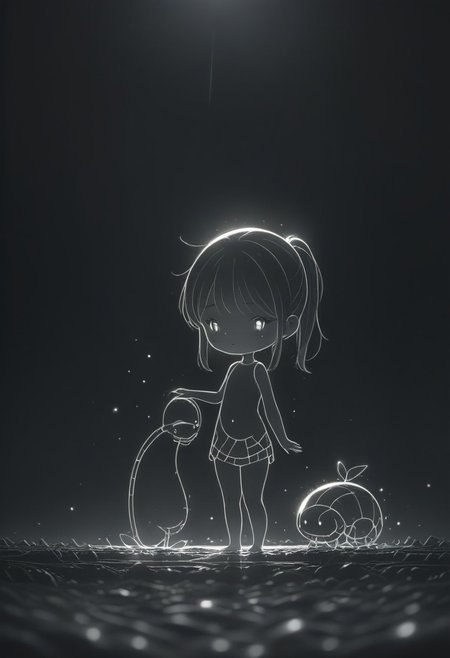 masterpiece, best quality, LIGHT ART PICTURE BOOK, black theme