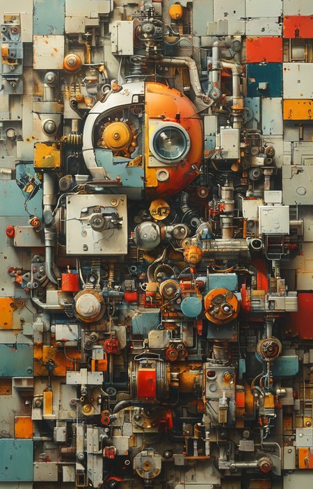 masterpiece,best quality,<lora:tbh244-sdxl:0.9>,illustration,style of Exploded assembly
 portrait of Housework robots