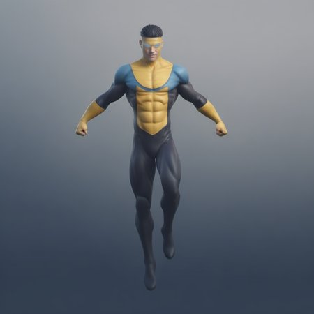 Invincible1024, a man, wears a yellow and blue and black costume, full body, flying over a mountain, detailed face,  highly detailed, photography, ultra sharp, film, bokeh, professional, 4k  <lora:Invincible_V2_-_SDXL-000003:0.8> <lora:add-detail-xl:1.5>
