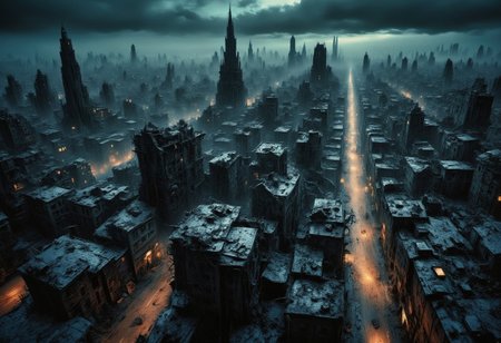 high quality, 8K Ultra HD, a metropolis where elements of nightmarish surrealism converge into a scary, gore, horror scene, Escher's influence is subtly incorporated, transforming the city into an intricate, mind-bending spectacle, Stark contrasts between light and dark enhance the dreamlike quality of the scene, creating an unsettling yet captivating urban horrific dreamscape, photorealistic, ultra realistic,aidmaimageupgrader,