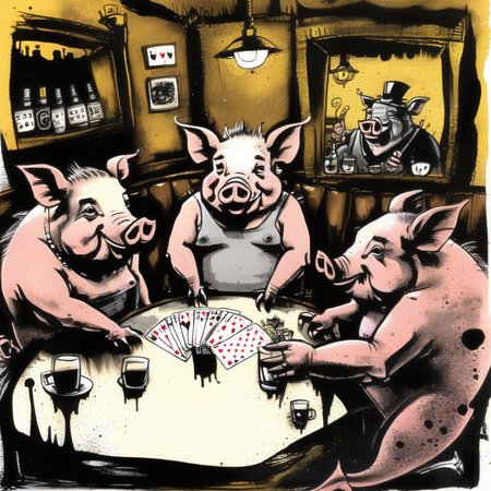 corcoc3s  male pigs playing cards in a pub <lora:corcoc3s:1>