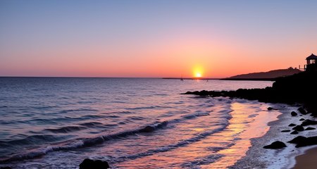((masterpiece)), (realistic), (sunset:1.2), (seascape:1.2), (colorful sky), (seagulls:1.1), (beach:1.1), (waves:1.1), (rocks:1.1), (boats:1.1), (reflection:1.2), (silhouette:1.2), (harbor:1.2), (peaceful:1.1), (serene:1.1), (tranquil:1.1), (calming:1.1), (harmonious:1.2),
The sun was setting over the horizon, painting the sky in a breathtaking array of colors. Shades of pink, orange, and yellow blended together to create a vibrant and colorful sky. Seagulls flew gracefully overhead, their wings casting shadows on the calm waters below. The beach was a peaceful and serene place, with waves gently lapping at the shore. Smooth rocks scattered along the coastline, providing a perfect spot for a quiet moment of reflection. Boats floated in the harbor, their masts creating silhouettes against the colorful sky. The reflection of the sky in the water created a harmonious and tranquil atmosphere. As the sun disappeared below the horizon, the sky turned darker, but the sense of calm remained, leaving a feeling of peacefulness and contentment.