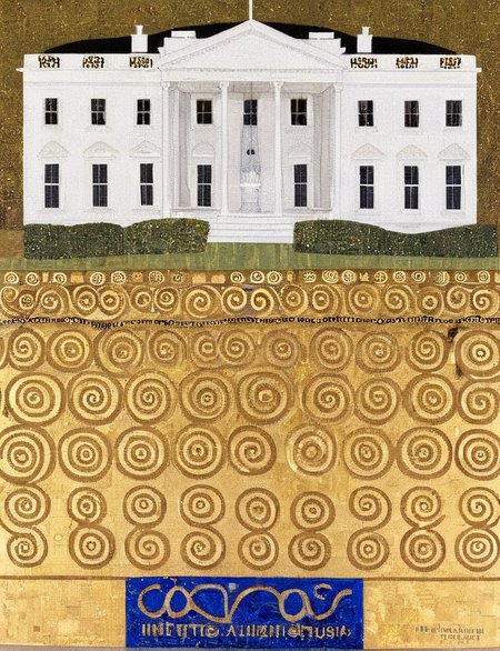 the whitehouse, intricate and detailed <lora:Gustav_Klimt_XL_kk:1> klimt
