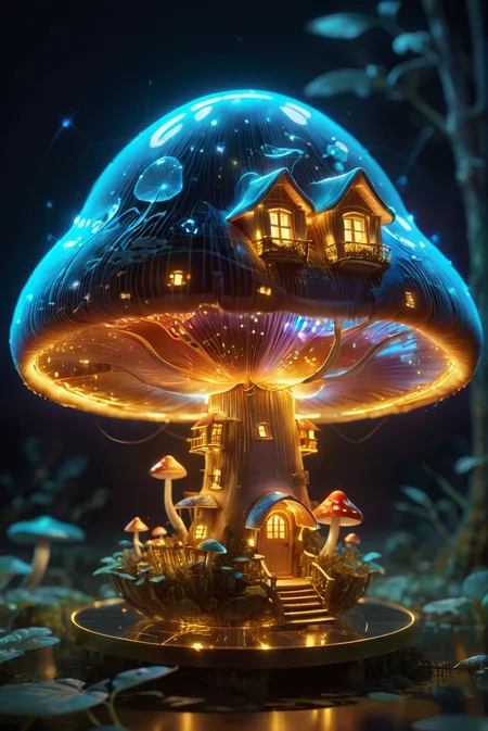 Freshideas Levitation, Holographic mushroom house, Wireframe Hologram, 3D,
In the evening.
<lora:20240614-1718326897684:1.0>,
<lora:add-detail-xl:1.0>,
<lora:EnvyBetterHiresFixXL01:1.0>,
<lora:extremely_detailed:1.0>, extremely detailed,
<lora:EldritchMixIllustration_1.1:0.25>,
<lora:SDXLFaeTastic2400:0.6>,
