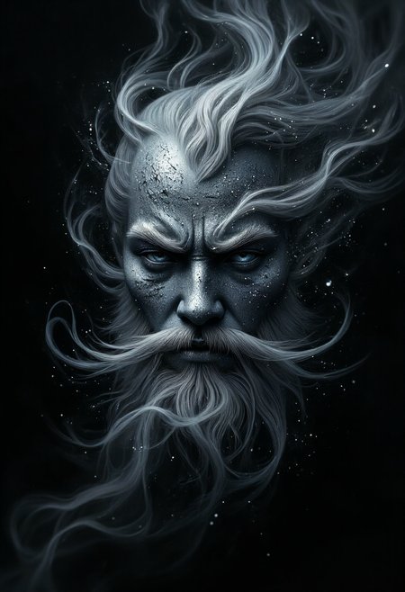 a dipiction of a hantu melayu, (disintegrating and dissolving into swirling lines of fogg, smoke and particles:1.3) blending with the black background, blending form with reality. Framed in thick volumetric fog. diffused light, delicatly, whispering, eye catching masterpiece artwork. drifting fog, cracked light and smokey haze in floating threads finishes the dreamlike reality.