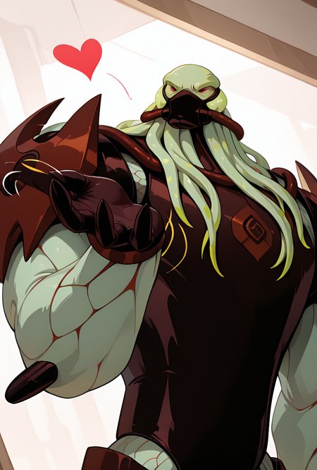 <lora:vilgax-10:1> vilgax, no humans, solo, red eyes, armor, 
 <lora:FrierenBlowingKissMeme_illusXLNoobAI_Incrs_v1:1> blowing kiss, heart, puckered lips, o3o, masterpiece, best quality, amazing quality, very aesthetic, absurdres, newest,